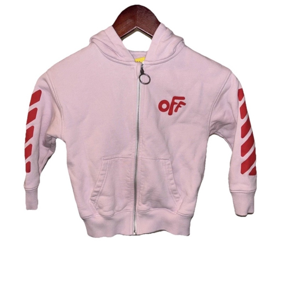 Off-White Kids Hoodie in Pink with Red Details